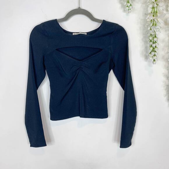 NWT ABERCROMBIE & FITCH y2k long sleeve triangle cutout top 90s - Picture 1 of 9